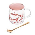 Caneca de Vidro Com Tampa e Colher Sakura 500ml - Wolff