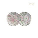 Conjunto com 2 Pratos de Sobremesa Pink Palm - Maison Blanche