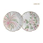 Conjunto com 2 Pratos Rasos Pink Palm - Maison Blanche