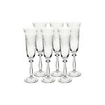 Conjunto de 6 Taças Para Champanhe Angela Decorada em Cristal 190ml - Bohemia