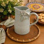 Jarra em Cerâmica com Relevo Flores Azul – BTC