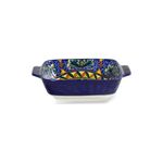 Travessa Retangular com Alça Azul Desenho Floral Interno – BTC