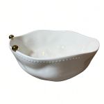 Saladeira em Porcelana Branca com Esferas Douradas - BTC