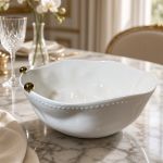 Saladeira em Porcelana Branca com Esferas Douradas - BTC