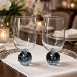 Taça em Vidro Base Esfera Azul - 400ml - BTC