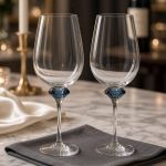 Taça Diamond para Vinho em Cristal - Azul Petróleo - BTC