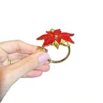 Porta-guardanapo Flor  Dourado e Vermelho - BTC