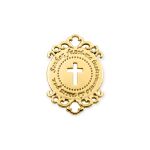 Pingente Medalha de Cruz Ouro 17 mm