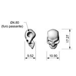 Passador Caveira  Prata Velha 10 mm