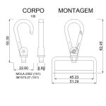 Mosquetão Argola Retangular Níquel 51 mm