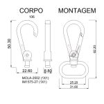Mosquetão Argola Oval Níquel 32 mm