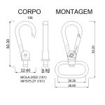 Mosquetão Argola Oval Ouro 37 mm