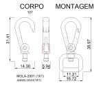 Mosquetão Argola Retangular Níquel 17 mm