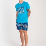 Bermuda Estampada Rock e Soda Masculina Elástico Praia Verão