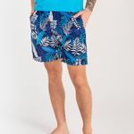 Bermuda Estampada Rock e Soda Masculina Elástico Praia Verão