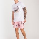Bermuda Estampada Rock e Soda Masculina Elástico Praia Verão