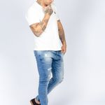 Calça Jeans Rock e Soda Masculina Destroyed Barra Elástico