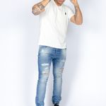 Calça Jeans Rock e Soda Masculina Destroyed Barra Elástico