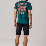 Camiseta Masculina Verde Estampa Rock e Soda