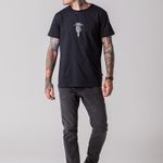 Camiseta Masculina Preta Estampa Rock e Soda