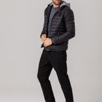 Jaqueta Puffer com capuz de moletom Masculina Rock e Soda