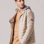 Jaqueta Puffer com capuz de moletom Masculina Rock e Soda