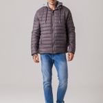 Jaqueta Puffer com capuz de moletom Masculina Rock e Soda