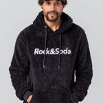 Blusão Moletom Rock e Soda Masculino Bolso Canguru Capuz Teddy