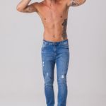 Calça Jeans Skinny Puídos Masculina Rock e Soda