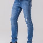 Calça Jeans Skinny Puídos Masculina Rock e Soda
