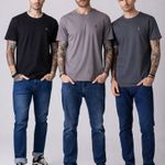 Kit  3 Camisetas  Masculina Rock e Soda