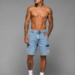 Bermuda Jeans Reta Cargo Street Rock&Soda
