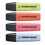 Caneta Marca Texto Stabilo Boss Kit 4 Cores (Azul, Coral, Rosa e Verde) - Stabilo
