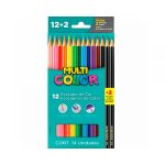 Lápis de Cor 12 Cores + 2 Lápis Grafite -  Multicolor