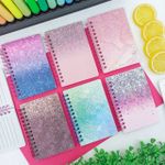 Caderneta Espiral Colorida com Glitter 8,4 x 12,4 cm 50 Folhas - Interponte