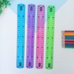 Régua Colorida 30 cm Flexível (Azul, Rosa, Lilás e Verde) - Onda