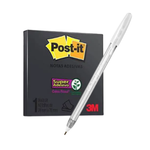 Kit 1 Caneta BRANCA Gel Trigel Cis + 1 Bloco de Notas Adesivo PRETO Quadrado 60 Folhas Post-it 3M