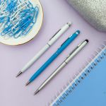 Caneta Executiva Touch Esferográfica de Metal Luxo 13546 Colorida (Branca, Azul e Prata) para Presente