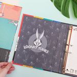 Fichário Tamanho Colegial Looney Tunes 19,5 cm x 25 cm com 48 Folhas e Divisórias - DAC