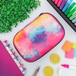 Estojo Box 100 Pens Jumbo Rosa Tie Dye com Divisória - Fizz
