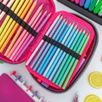 Estojo Box 100 Pens Jumbo Rosa Tie Dye com Divisória - Fizz