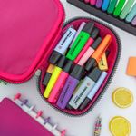 Estojo Box 100 Pens Jumbo Rosa Tie Dye com Divisória - Fizz