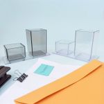 Organizador Duplo Porta Lápis e Clips (Fumê e Transparente) - Acrimet