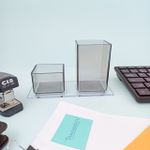 Organizador Duplo Porta Lápis e Clips (Fumê e Transparente) - Acrimet