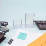 Organizador Duplo Porta Lápis e Clips (Fumê e Transparente) - Acrimet
