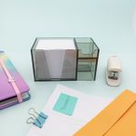 Organizador de Mesa e Escritório com Papel Lembrete (Transparente e Fumê) - Acrimet