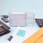 Organizador de Mesa e Escritório com Papel Lembrete (Transparente e Fumê) - Acrimet