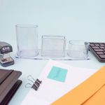 Organizador Triplo Porta Lápis, Clips e Lembrete Transparente Cristal - Acrimet