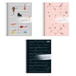 Caderno Espiral Capa Dura Universitário 1 Matéria Música 20 x 27,5 cm 80 Folhas - Tilibra