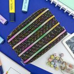 Estojo Escolar Telado Quadruplo Preto com Bolinha - Daterra
